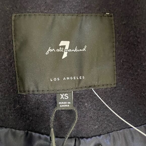 NWT 7 For All Mankind 7FAM Navy Blue Cropped Pea Coat Military XS. FLAWED - Picture 9 of 12